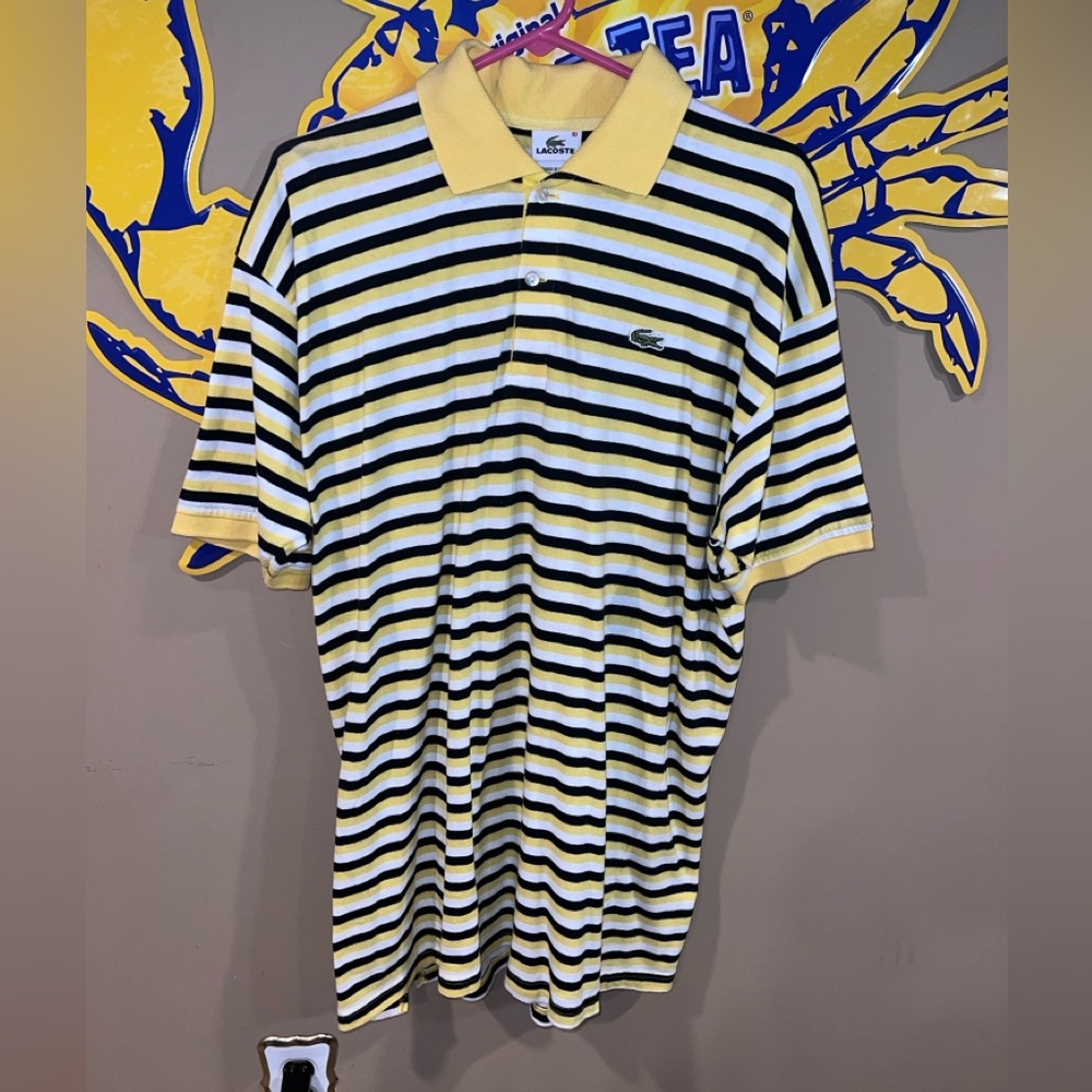Lacoste Men's Polo Shirt in Yellow and Black Stripes